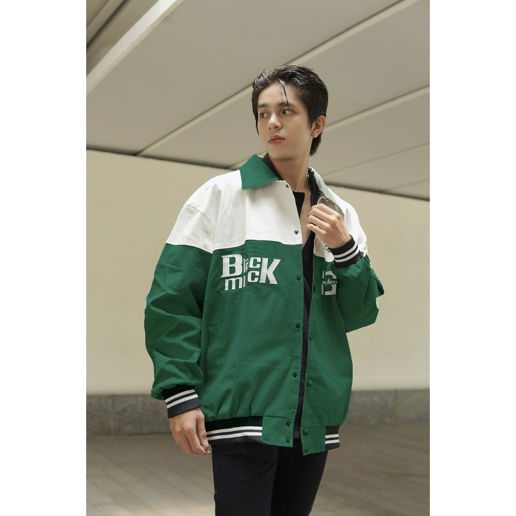 Áo Khoác Rockie Bomber Varsity, cổ bẻ, màu XANH LÁ, Full Thêu BLACKMIACK