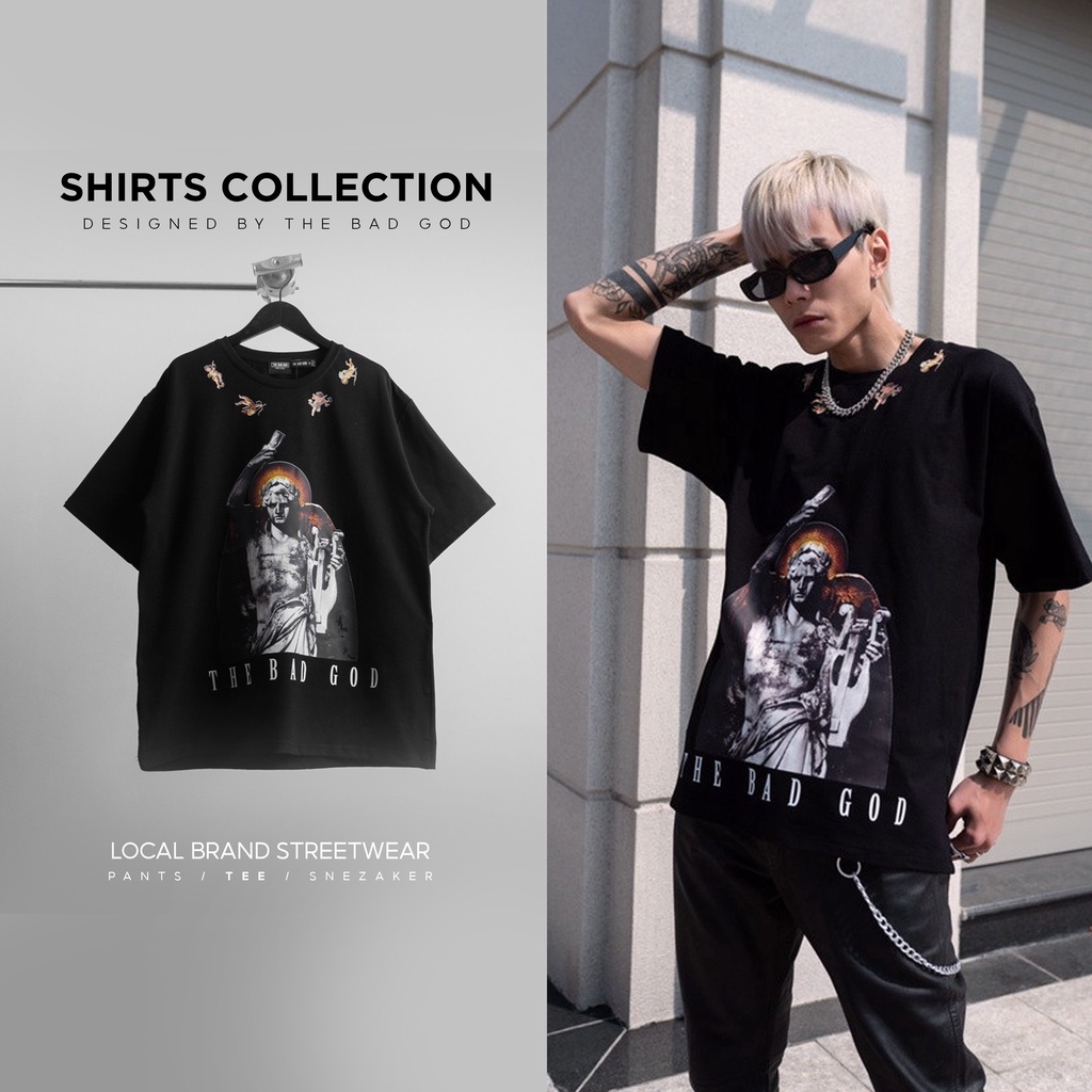 Áo thun tay lỡ The Bad God Father Angles tee