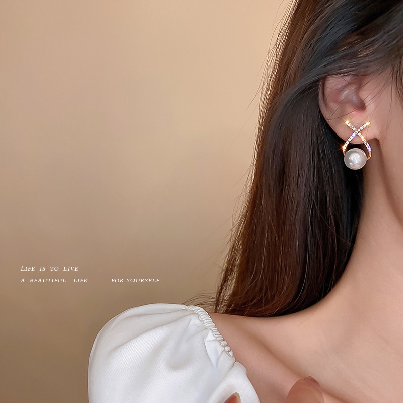 Bộ Khuyên Tai Đính Ngọc Trai Nhân Tạo Thời Trang Cho Nữ