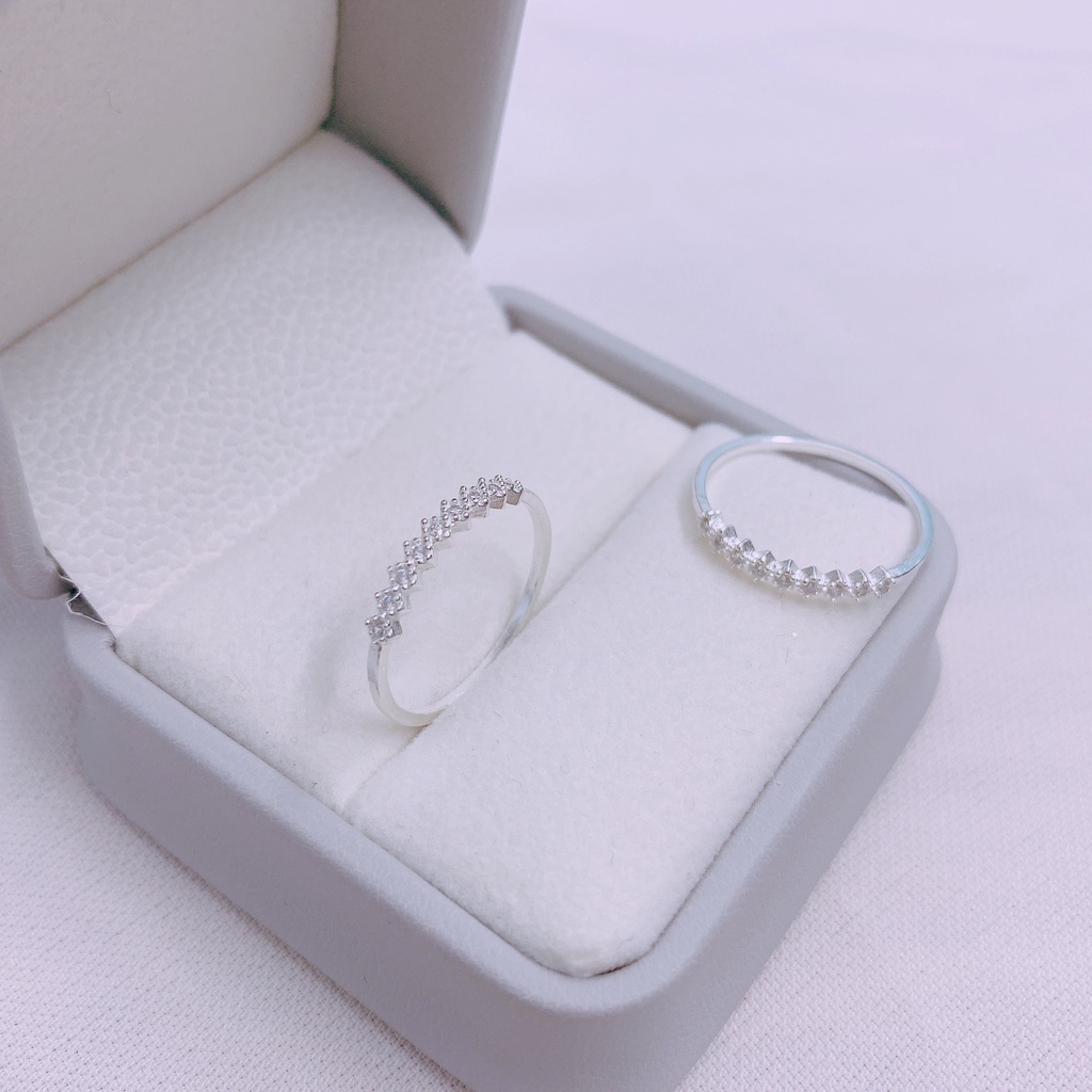 Nhẫn nữ bạc ta đính đá hình thoi tinh tế nhẹ nhàng nữ tính - Kho sỉ bạc Nhất Linh