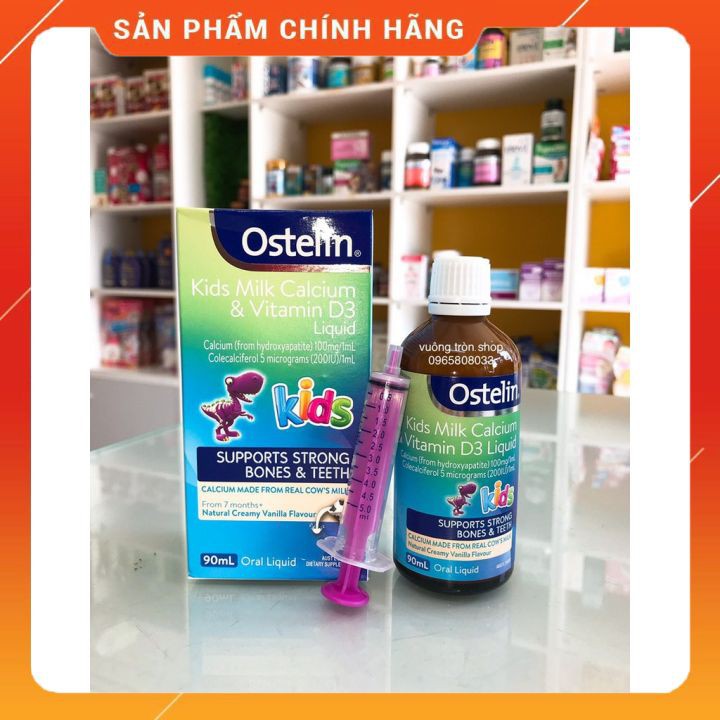 Canxi Nước Khủng Long Ostelin Kids Milk Calcium & D3 Liquid Úc (90ml) 🔥𝐍𝐄𝐖🔥 Cho Trẻ Từ 7 Tháng Tuổi