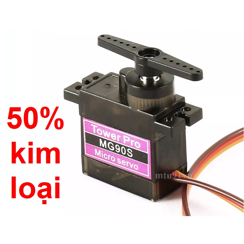 Động cơ Servo kim loại MG90S 180 độ nhản tím 100% và 50% bánh răng loại cho xe tàu, máy bay đồ chơi điều khiển từ xa