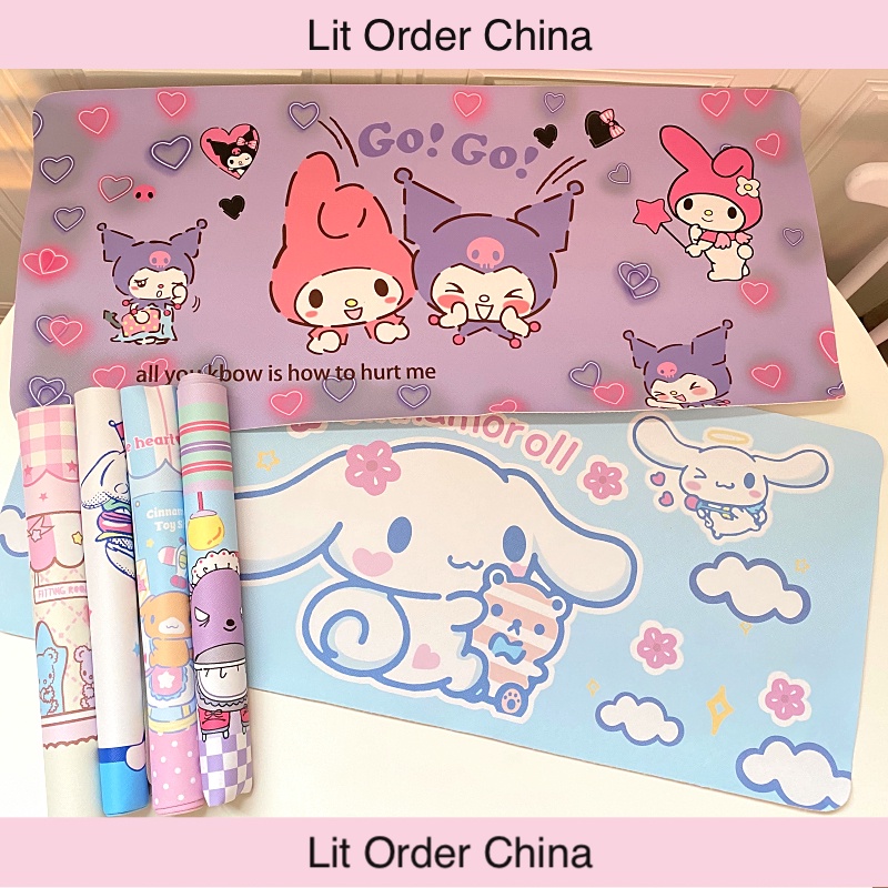 Tấm lót chuột, pad chuột cỡ lớn không thấm nước hình Kuromi Melody Cinnamoroll