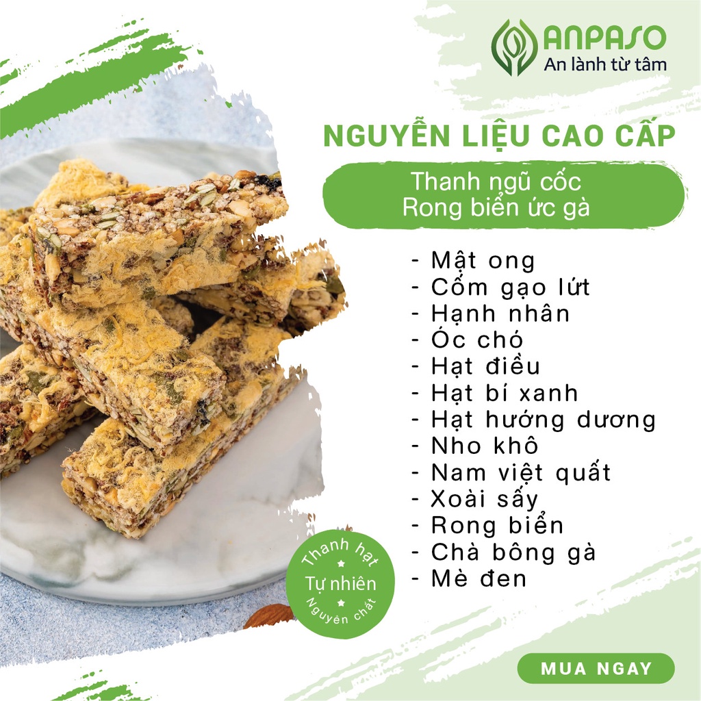 Thanh Ngũ Cốc  Anpaso Ăn Kiêng, Giảm Cân, Eat Clean, bổ sung Protein, vitamin,chất xơ hộp 150g 6 thanh