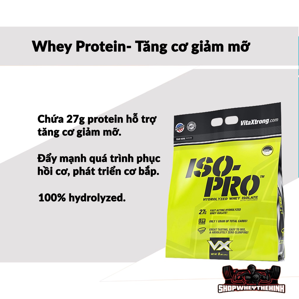 ISO PRO - Whey protein thủy phân tinh khiết hỗ trợ tăng cơ 8lbs