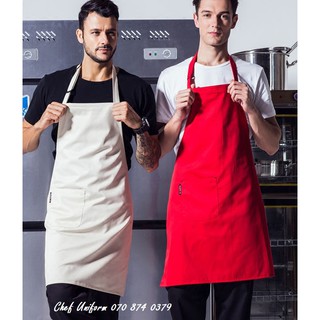 Tạp dề đồng phục phục vụ - Tạp dề yếm trơn màu đỏ