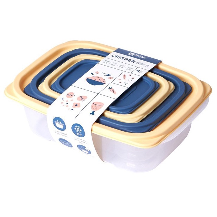 [Bộ 4 - hộp nhựa] Hộp nhựa đựng thực phẩm Crisper bảo quản thực phẩm an toàn ( #hộp nhựa đựng thực phẩm )
