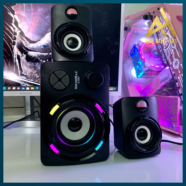 Loa Máy Tính Bluetooth Để Bàn LED RGB 2.1 Soundmax A600 Loa Vi Tính Nghe Nhạc Laptop Pc Gaming Có Dây