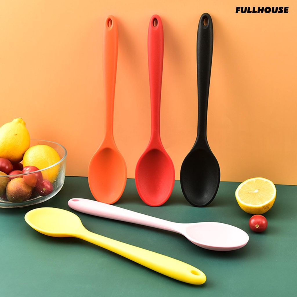 Muỗng nấu ăn bằng silicone cán dài màu trơn