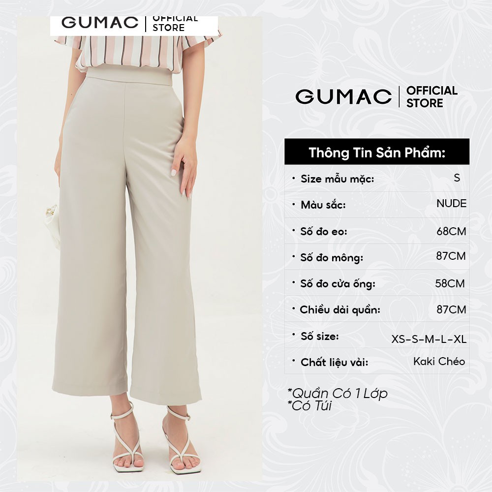 Quần tây nữ ống rộng cơ bản GUMAC đồ công sở thanh lịch, sang trọng QB306