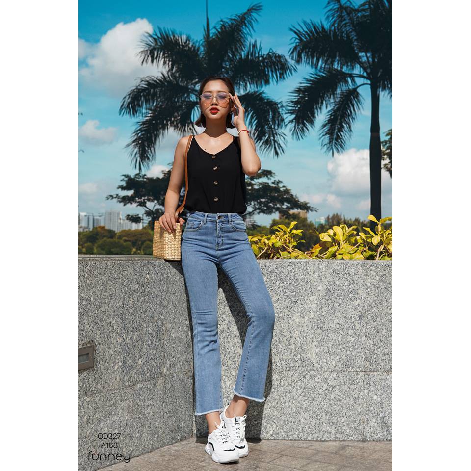 Quần jean nữ lưng cao jean ống loe siêu hot | BigBuy360 - bigbuy360.vn