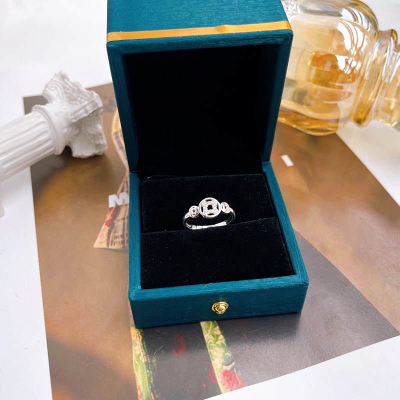 Nhẫn bạc nữ đồng tien đính đá xinh xắn N052 - Trang sức MINA JEWELRY