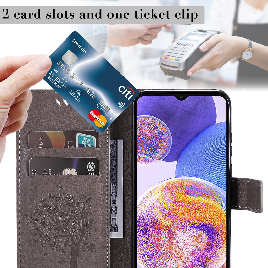 Bao Da Điện Thoại Dạng Ví Nắp Lật Hít Nam Châm Hình Dấu Vân Tay Chất Lượng Cao Cho samsung galaxy a05s a05 a54 a34 Ốp