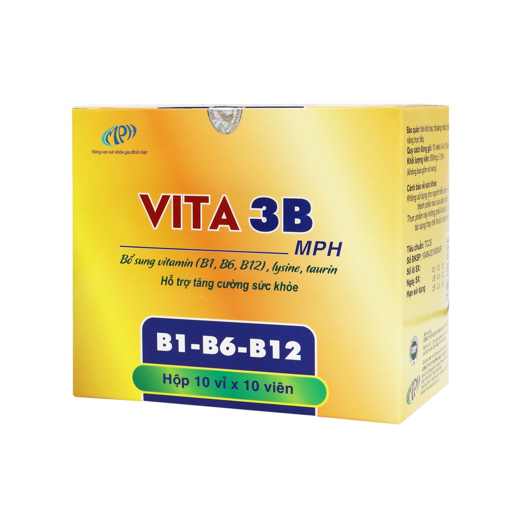 Vitamin 3b Vita3B - Cung cấp các vitamin thiết yếu cho cơ thể: B1, B6, B12. Hỗ trợ tăng cường sức khỏe, giảm mệt mỏi.