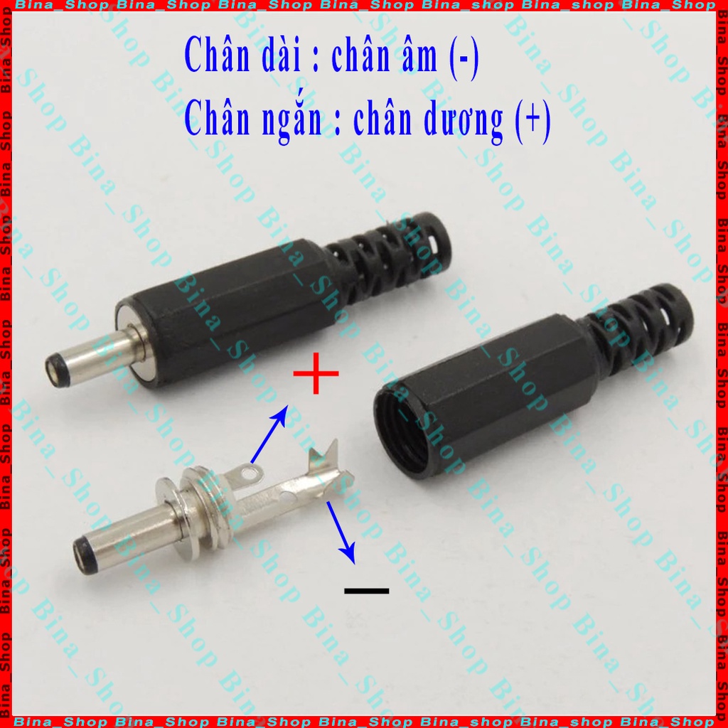Jack sạc DC 3.5x1.3mm, jack nguồn 3.5 đực
