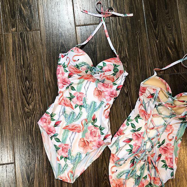 Bikini đồ bơi liền đan dây lưng có gọng đệm dày nâng đẩy ngực G03