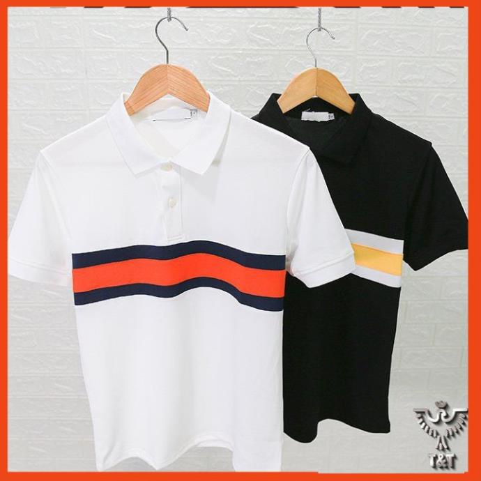 Áo Phông Nam có cổ bẻ áo polo nam trơn đẹp tay ngắn thun cotton kẻ ngang AT128 | BigBuy360 - bigbuy360.vn
