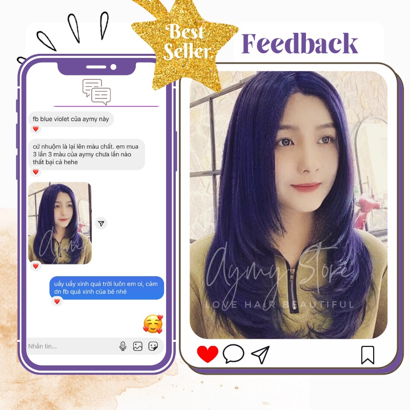 Thuốc Nhuộm Tóc XANH TÍM - Blue Violet không tẩy chính hãng AYMY