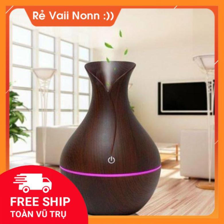 Đèn xông tinh dầu vân gỗ hình bình hoa cao cấp GDMN