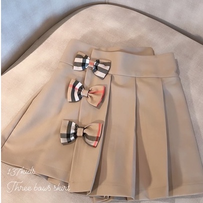 Chân váy xếp ly dáng A bé gái 137Kids thiết kế kèm nơ dễ thương cạp chun co giãn
