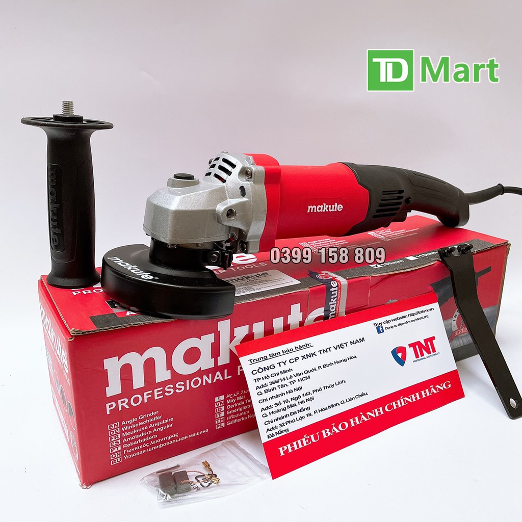 Máy mài cầm tay Makute AG016-L Red 850W Lõi Đồng, Chuôi Dài