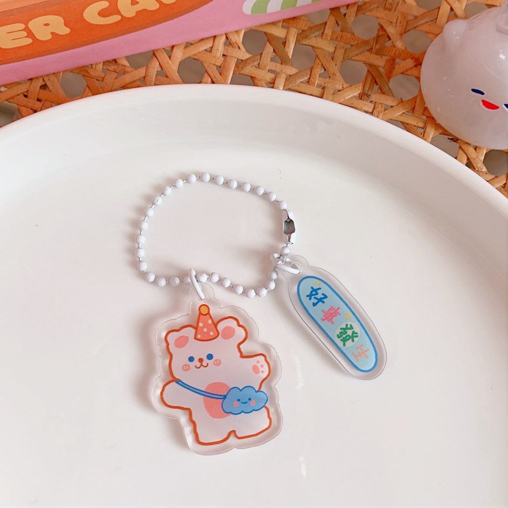 Móc chìa khóa balo họa tiết chú gấu hoạt hình dễ thương