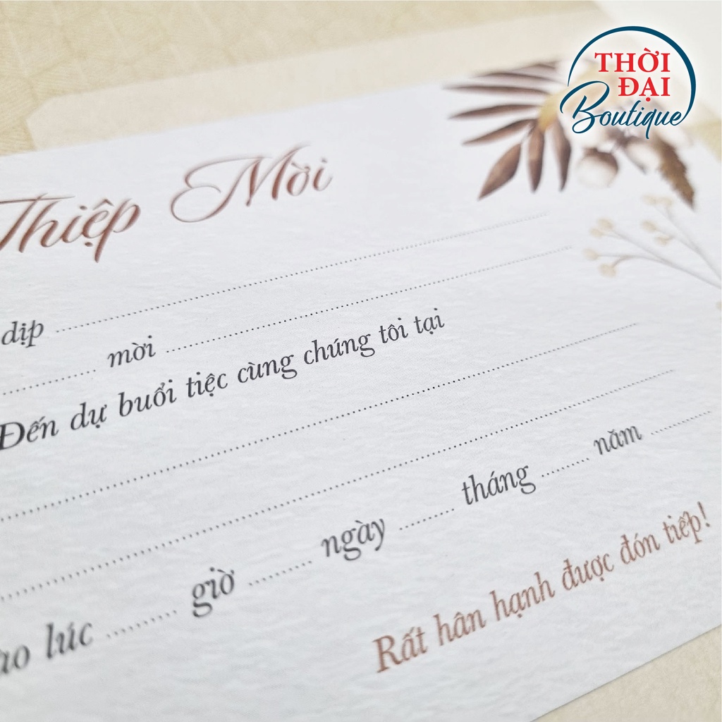 Bộ 10 Thiệp Mời Hoa Nâu 10x20 cm
