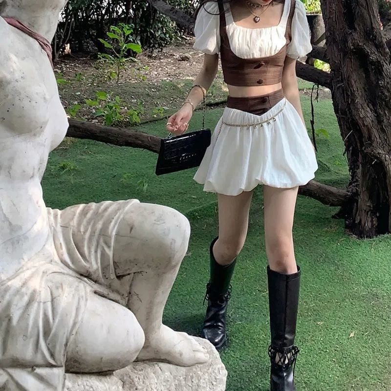 Set Áo Trắng + Chân Váy Ngắn Phong Cách Công Chúa Cổ Điển Cho Nữ | BigBuy360 - bigbuy360.vn