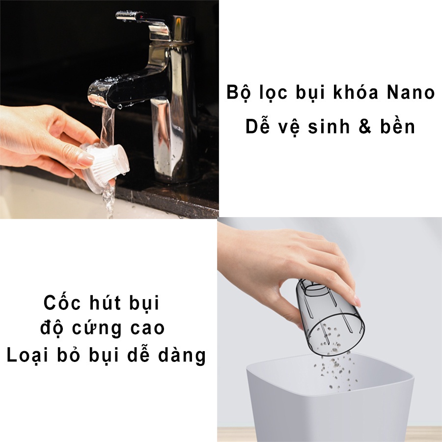Máy hút bụi cầm tay mini - Máy hút bụi không dây đa năng lực hút siêu mạnh sử dụng hút bụi ô tô, bụi giường