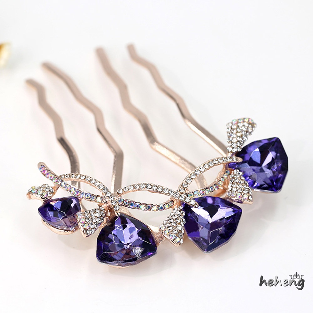 1 Lược Cài Tóc Đính Đá Hình Hoa Sang Trọng Thanh Lịch Cho Nữ