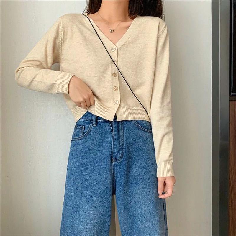 Áo Khoác Cardigan Cổ Chữ V Thời Trang Cho Nữ