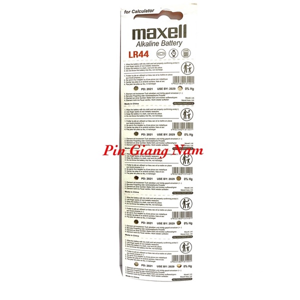 Pin LR44 A76 AG13 Maxell Alkaline 1.5V