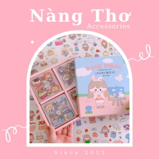 Sticker dán hình cô gái cute chống thấm nước By Nàng Thơ Accessories