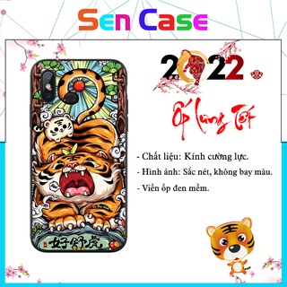Ốp Lưng Iphone Hình Tết 2022 Nhâm Dần Chất Liệu Kính Cường Lực Bóng Chống Trầy Xước, Chống Bay Màu ( Ốp Lưng Hình Hổ)
