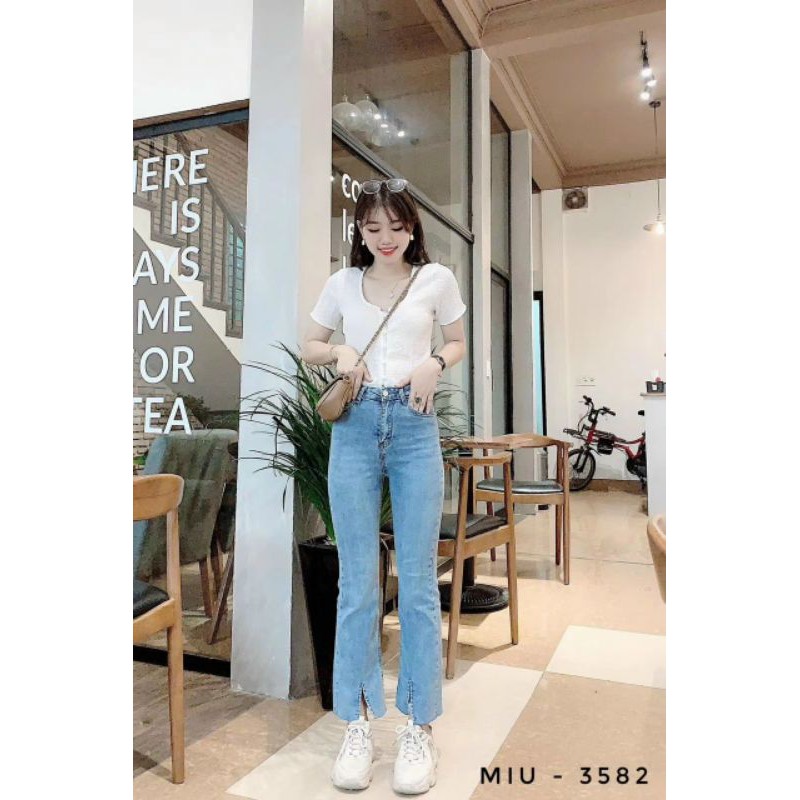 Quần jean xẻ gấu giữa hàng QCL1