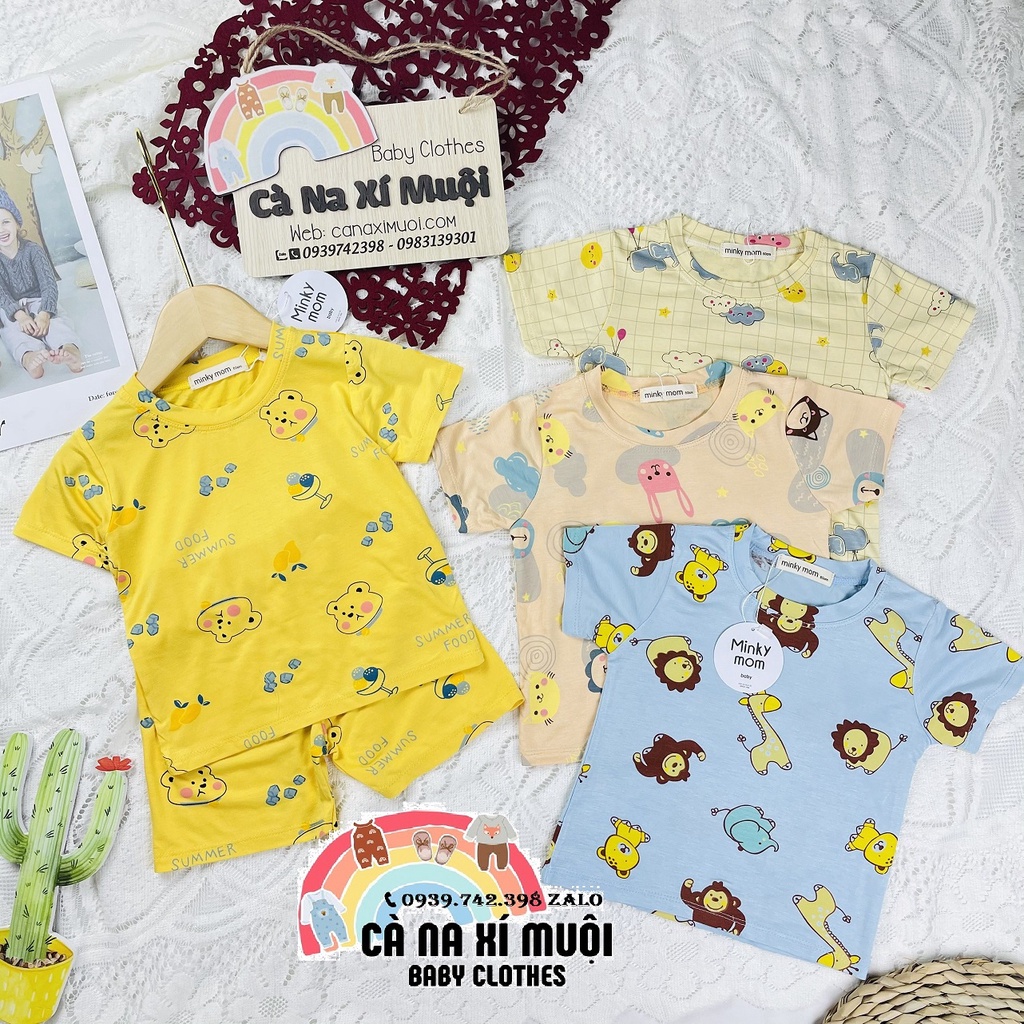 FULLSIZE 6-26KGFREE SHIP Bộ Minky Mom Thun Lạnh Cộc Tay Hàng Chuẩn Hoạ Tiết Dể Thương Cho Bé Gái Bé Trai, Đủ Màu