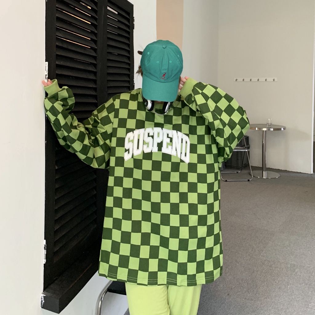 Áo thun tay dài dáng rộng họa tiết kẻ sọc phong cách Harajuku sành điệu cho nữ | BigBuy360 - bigbuy360.vn