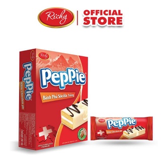 Bánh Peppie Richy phủ socola trắng hộp 3 bánh bông lan kem bơ sữa
