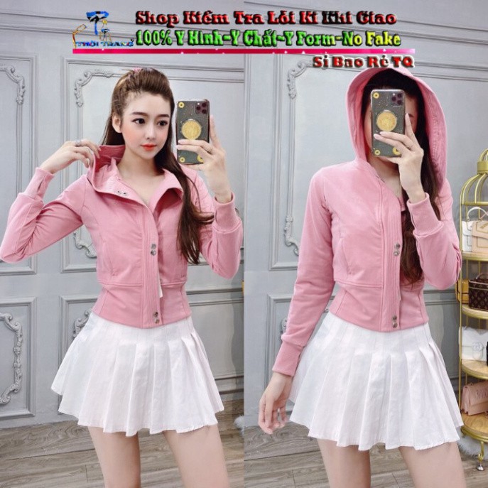 Áo Khoác Nữ Form Lửng Thun Cotton Cao Cấp Có Nón Mẫu Mới Hót 2020-Hàng Có Sẵn [GIÁ SỈ] | BigBuy360 - bigbuy360.vn