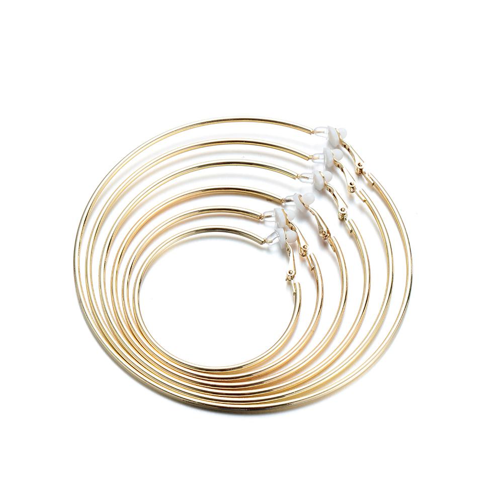 WATTLE 1 Cặp Khuyên Tai Tròn Kèm Đệm Màu Vàng / Bạc / Đen