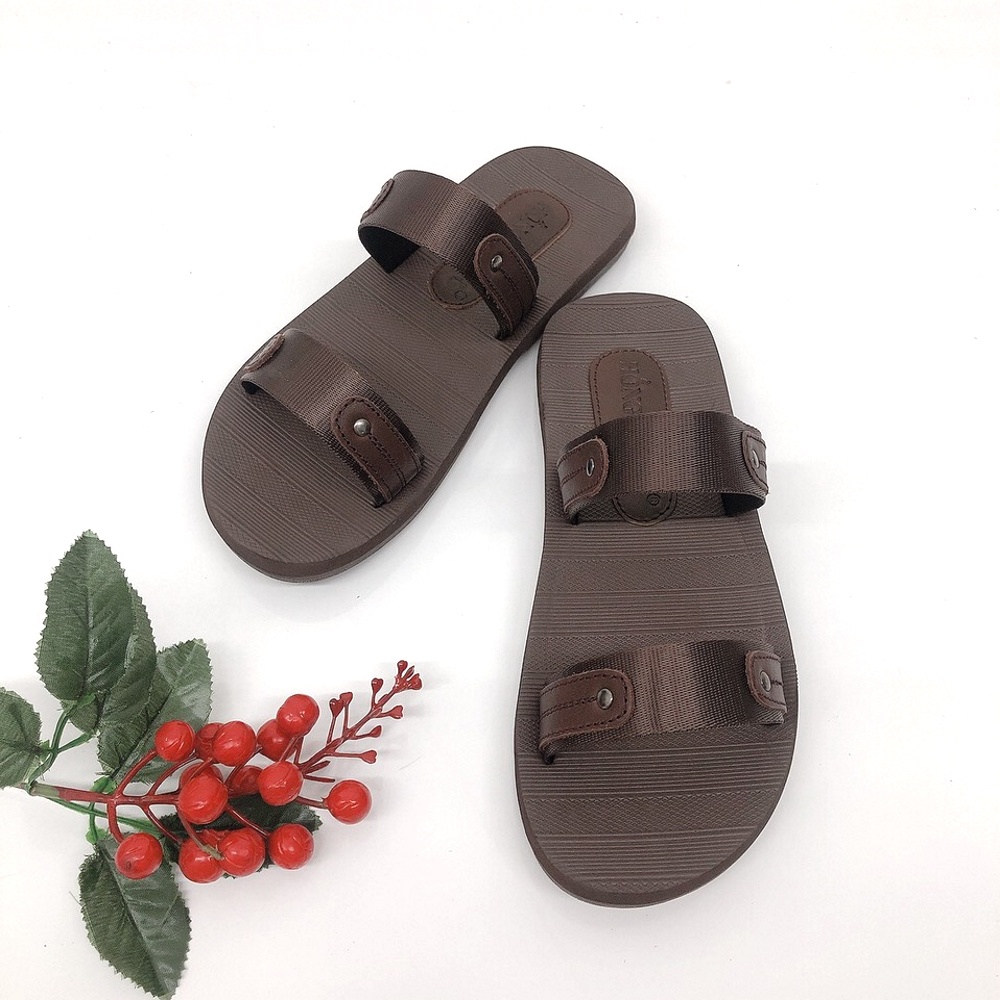 HỒNG THẠNH - Dép 2 Quai Ngang Bảng Quai Da Phối Dù - 0822