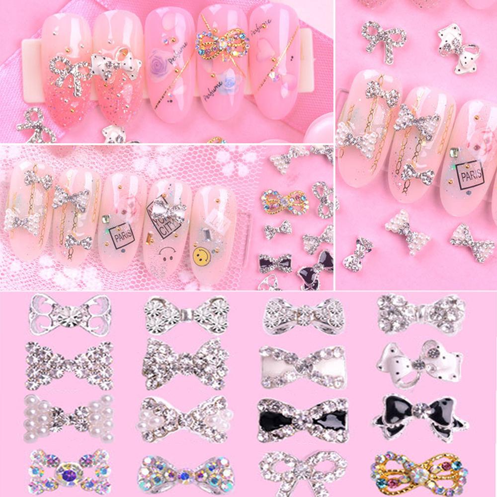 CLEOES Đá Đính Trang Trí Móng Tay Hình Nơ Mặt Kính Lấp Lánh DIY