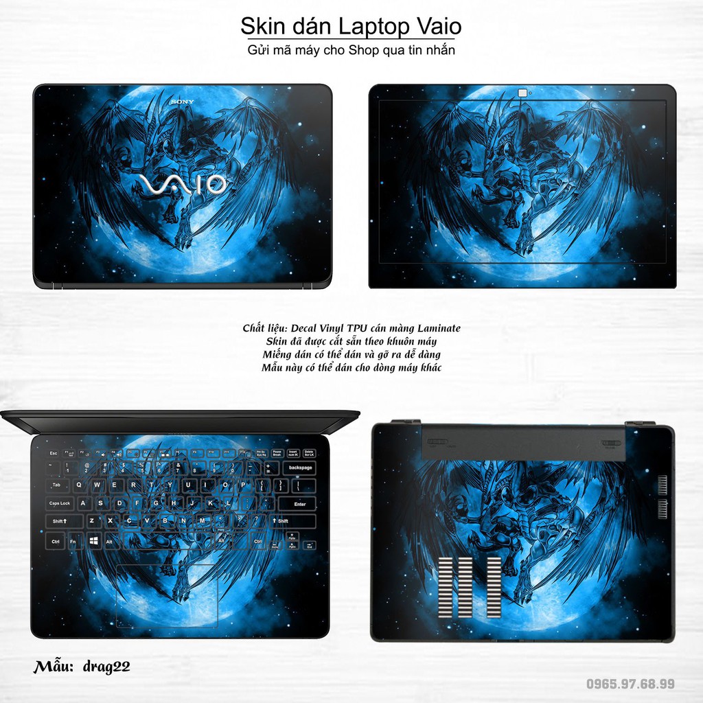 Skin dán Laptop Sony Vaio in hình rồng (inbox mã máy cho Shop)