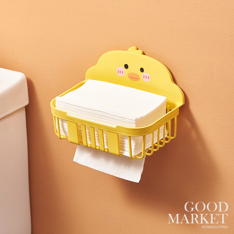 Giá Đỡ Hộp Khăn Giấy Gắn Tường Hình Chú Vịt Vàng Bằng Nhựa