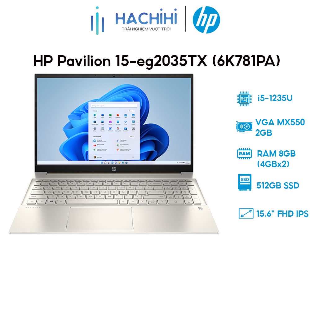 Laptop HP Pavilion 15-eg2035TX (6K781PA) (i5-1235U | 8GB | 512GB | VGA MX550 2GB | W11)