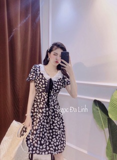 Váy cổ nơ hoa cúc