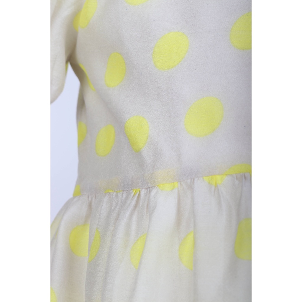 [𝗖𝗟𝗘𝗔𝗥𝗔𝗡𝗖𝗘 80] Đầm Xoè Tay Bồng Công Chúa E.studio Chấm Bi Vàng Cho Bé Gái