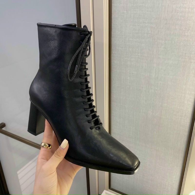 X(ẢNH THẬT) Boot Cổ Thấp Gót 7p Dây Buộc Sexy  Da Mềm Êm Fullbox Cao Cấp
