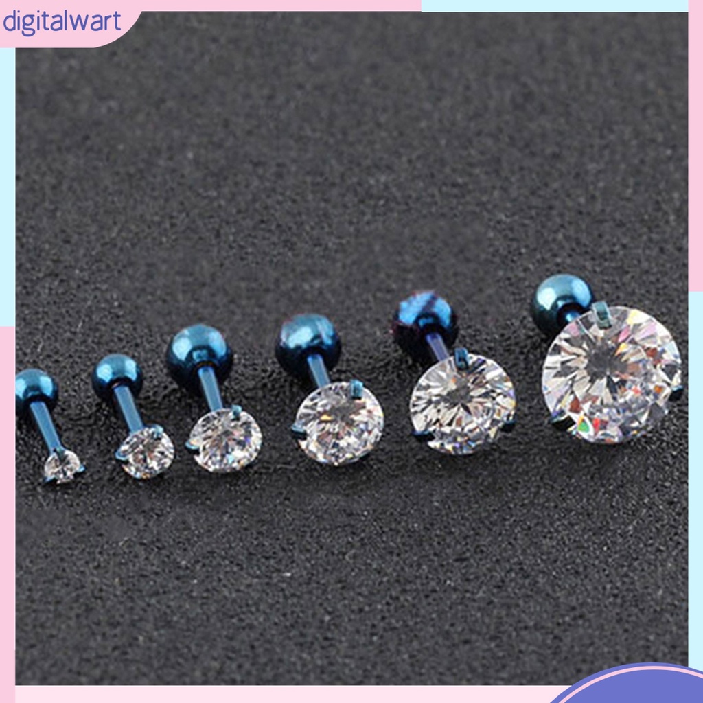 Khuyên Tai Đính Đá Zirconia 3 Chấu Bằng Thép Không Gỉ Chống Dị Ứng