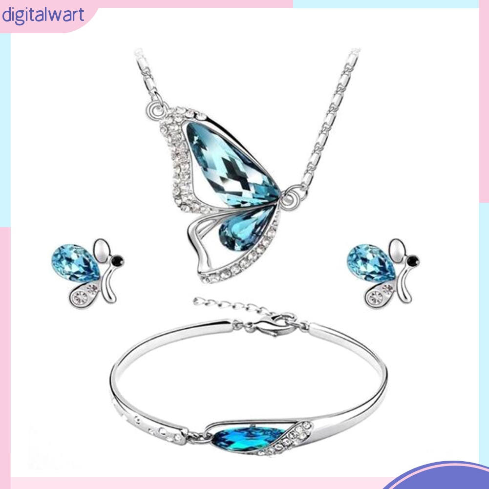 Bộ Trang Sức Hình Bướm Đính Đá Nhân Tạo Thời Trang Dành Cho Nữ